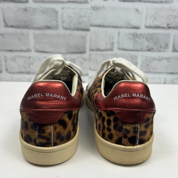 Isabel Marant Bart Leopard Print Calf Hair Low Top Sneaker Sz 39 - Picture 3 of 13